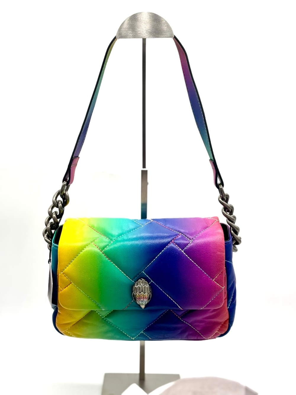 KURT GEIGER LONDON MEDIUM KENSINGTON SOFT LEATHER QUILTED RAINBOW OMBRE BAG
